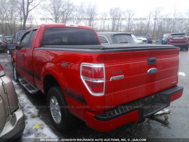 1FTEX1CM8BFA64194 - 2011 FORD F150 SUPER CAB RED photo 3