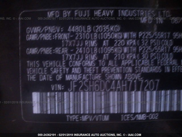 JF2SH6DC4AH717207 - 2010 SUBARU FORESTER 2.5X LIMITED BLACK photo 9