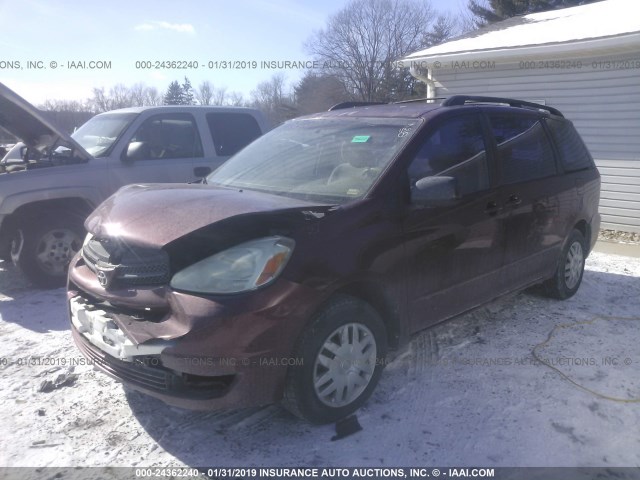 5TDZA23CX4S044161 - 2004 TOYOTA SIENNA CE/LE RED photo 2