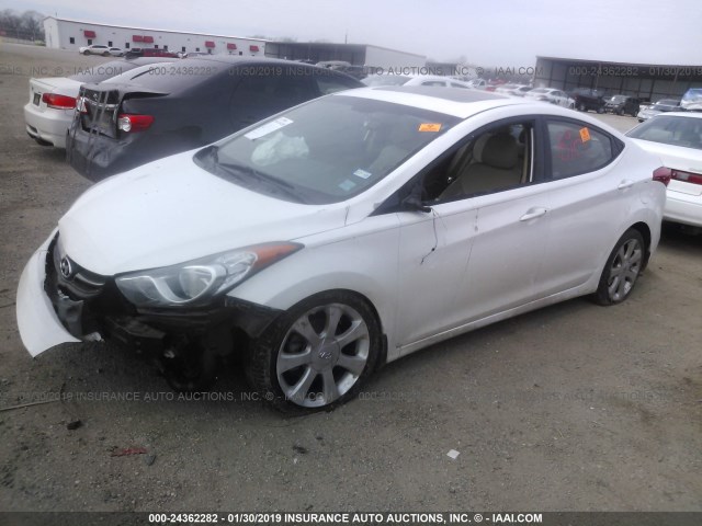 5NPDH4AE0DH240671 - 2013 HYUNDAI ELANTRA GLS/LIMITED WHITE photo 2