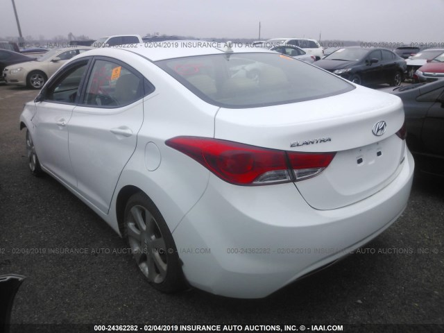 5NPDH4AE0DH240671 - 2013 HYUNDAI ELANTRA GLS/LIMITED WHITE photo 3