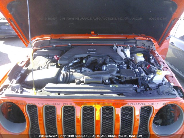 1C4HJXFG2JW258841 - 2018 JEEP WRANGLER UNLIMITE RUBICON ORANGE photo 10