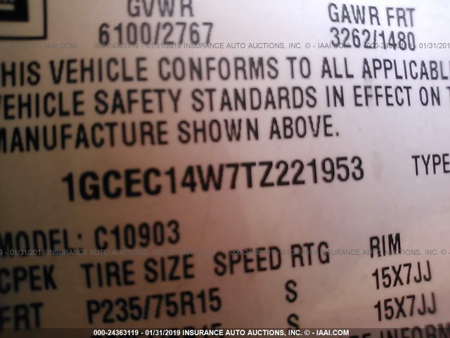 1GCEC14W7TZ221953 - 1996 CHEVROLET GMT-400 C1500 წითელი ფოტო 9