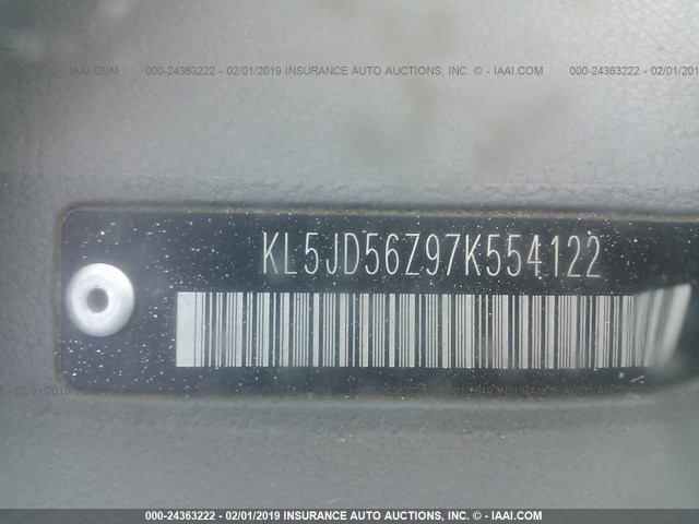 KL5JD56Z97K554122 - 2007 SUZUKI FORENZA CONVENIENCE/POPULAR GOLD photo 9