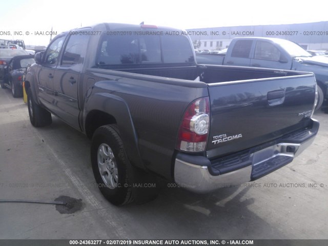 5TFJX4GN3FX039870 - 2015 TOYOTA TACOMA DOUBLE CAB PRERUNNER GRAY photo 3