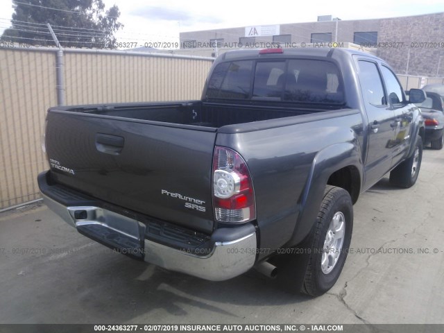 5TFJX4GN3FX039870 - 2015 TOYOTA TACOMA DOUBLE CAB PRERUNNER GRAY photo 4