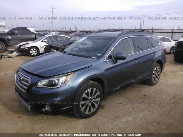 4S4BSEJC6F3339213 - 2015 SUBARU OUTBACK 3.6R LIMITED BLUE photo 2