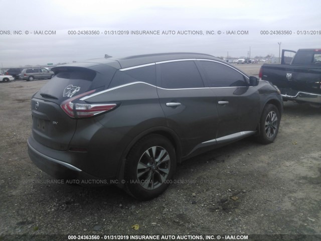 5N1AZ2MG2GN129119 - 2016 NISSAN MURANO S/SL/SV/PLATINUM BROWN photo 4