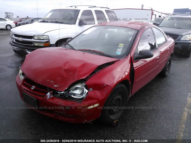 1B3ES46C12D638943 - 2002 DODGE NEON SE RED photo 2