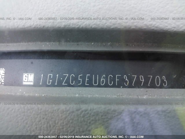 1G1ZC5EU6CF379703 - 2012 CHEVROLET MALIBU 1LT BLACK photo 9