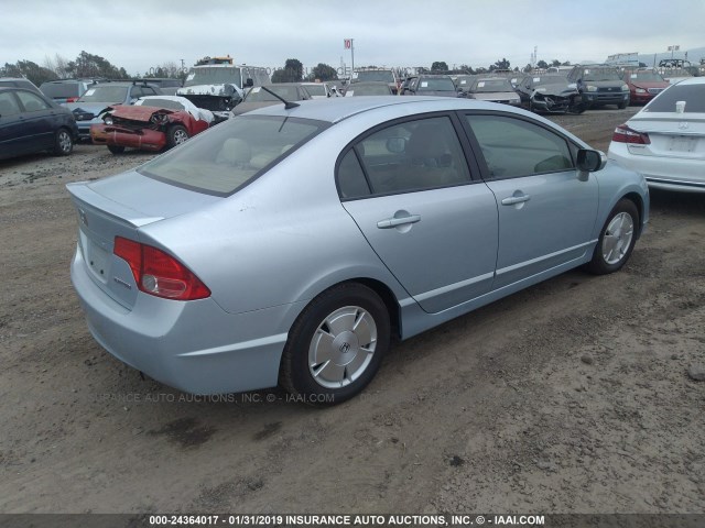 JHMFA36207S030100 - 2007 HONDA CIVIC HYBRID Light Blue photo 4