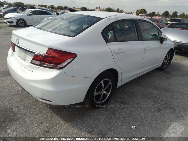 19XFB2F79FE100456 - 2015 HONDA CIVIC SE WHITE photo 4