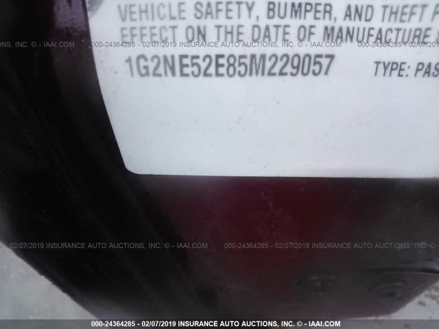 1G2NE52E85M229057 - 2005 PONTIAC GRAND AM SE MAROON photo 9