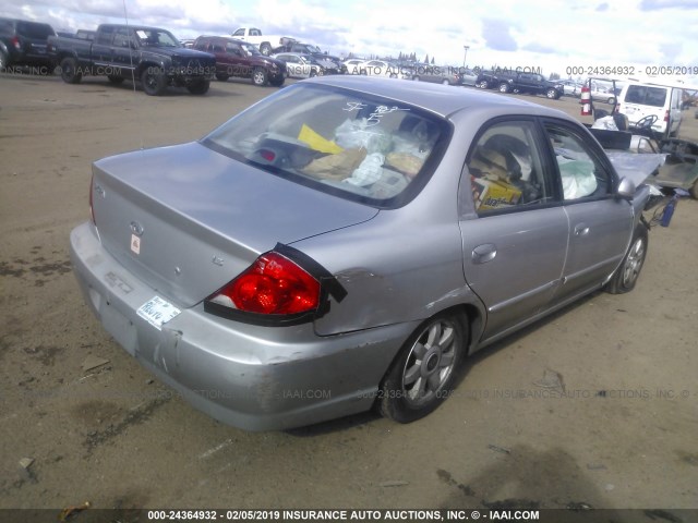 KNAFB121045317024 - 2004 KIA SPECTRA LS SILVER photo 4