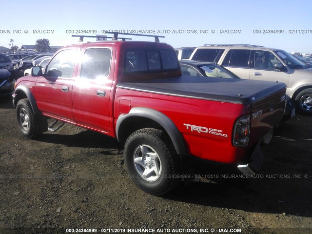 5TEGN92N22Z110239 - 2002 TOYOTA TACOMA DOUBLE CAB PRERUNNER RED photo 3