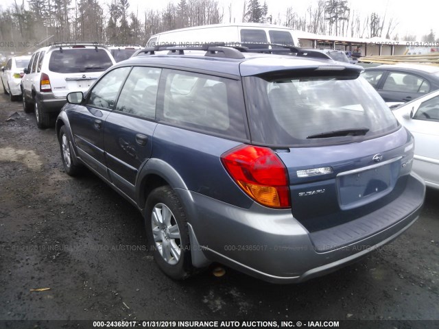 4S4BP61CX57340041 - 2005 SUBARU LEGACY OUTBACK 2.5I BLUE photo 3