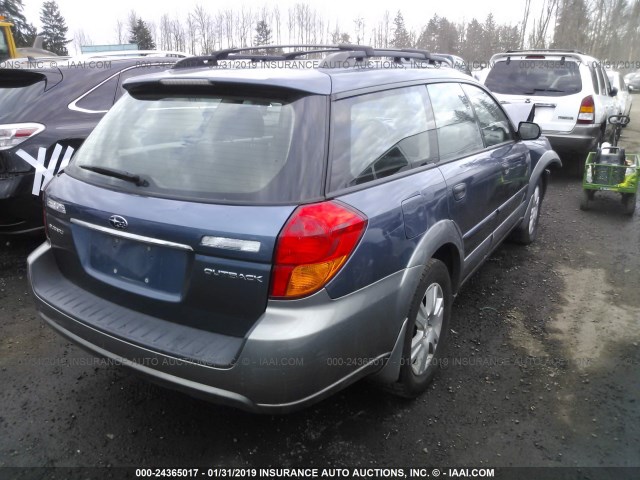 4S4BP61CX57340041 - 2005 SUBARU LEGACY OUTBACK 2.5I BLUE photo 4