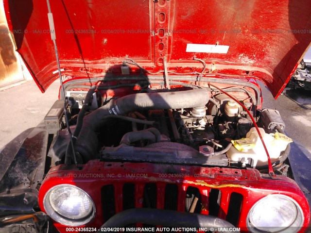 1J4FA49S32P701204 - 2002 JEEP WRANGLER / TJ SPORT RED photo 10