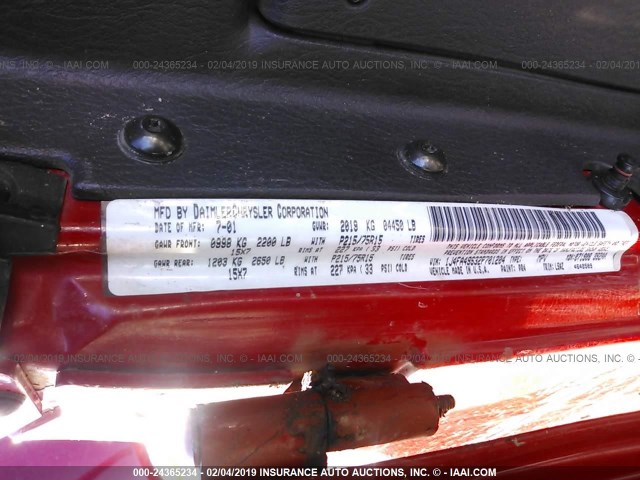 1J4FA49S32P701204 - 2002 JEEP WRANGLER / TJ SPORT RED photo 9