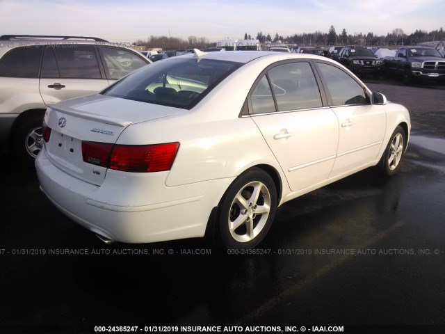 5NPEU46F49H459755 - 2009 HYUNDAI SONATA SE/LIMITED WHITE photo 4