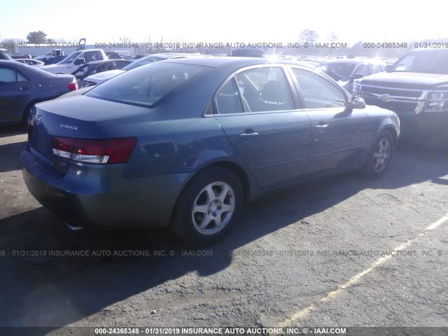 5NPEU46F16H075248 - 2006 HYUNDAI SONATA GLS/LX BLUE photo 4