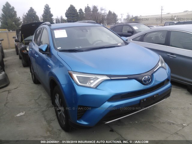 JTMRJREV6JD207189 - 2018 TOYOTA RAV4 HV LE PLUS/XLE BLUE photo 1