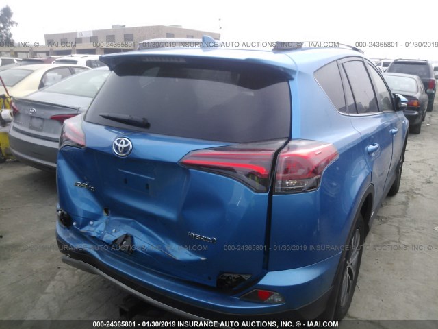 JTMRJREV6JD207189 - 2018 TOYOTA RAV4 HV LE PLUS/XLE BLUE photo 4