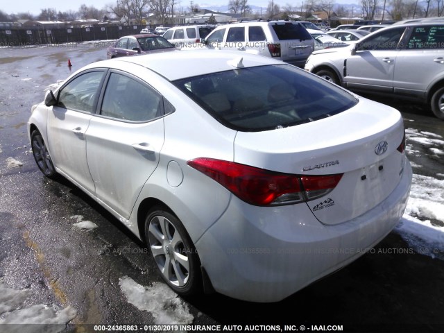 5NPDH4AE9DH172368 - 2013 HYUNDAI ELANTRA GLS/LIMITED WHITE photo 3