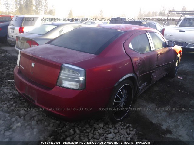 2B3KA43G56H389603 - 2006 DODGE CHARGER SE/SXT RED photo 4