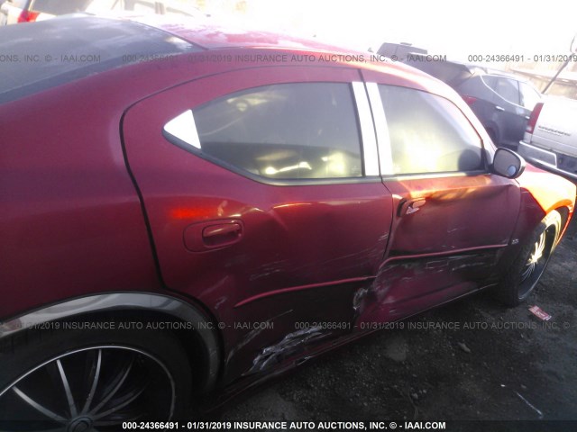 2B3KA43G56H389603 - 2006 DODGE CHARGER SE/SXT RED photo 6