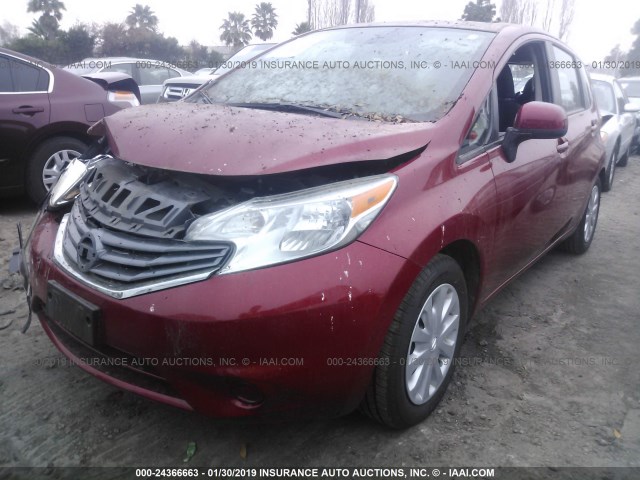 3N1CE2CP5EL376029 - 2014 NISSAN VERSA NOTE S/S PLUS/SV/SL RED photo 2