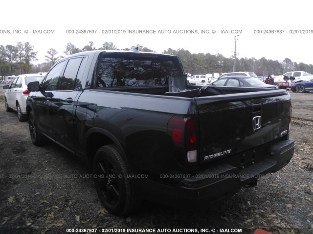 5FPYK3F84JB011654 - 2018 HONDA RIDGELINE BLACK EDITION BLACK photo 3