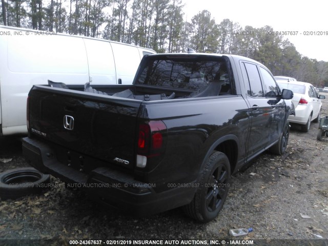 5FPYK3F84JB011654 - 2018 HONDA RIDGELINE BLACK EDITION BLACK photo 4