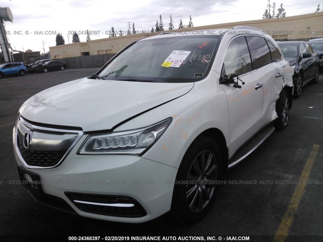 5FRYD4H8XEB001964 - 2014 ACURA MDX ADVANCE WHITE photo 2