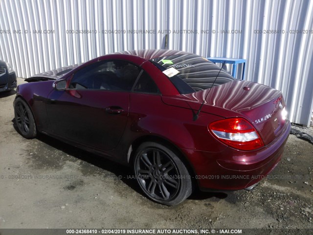 WDBWK54F27F159530 - 2007 MERCEDES-BENZ SLK 280 RED photo 3