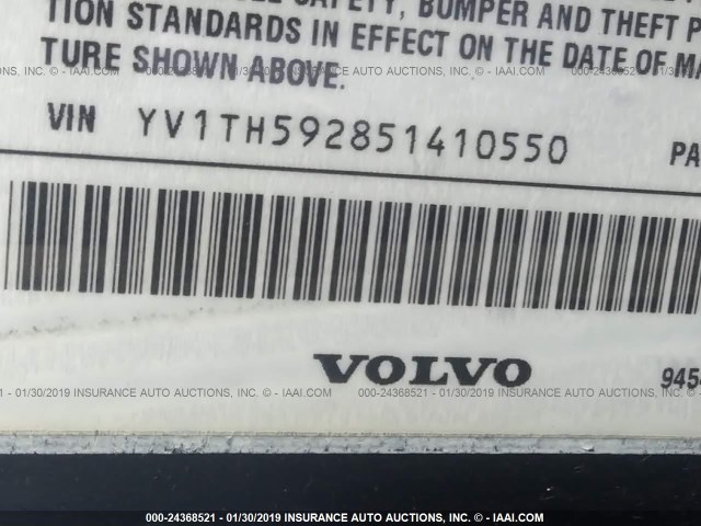 YV1TH592851410550 - 2005 VOLVO S80 2.5T BLUE photo 9