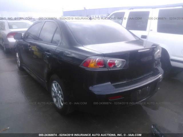 JA32U2FU7CU024472 - 2012 MITSUBISHI LANCER ES/ES SPORT BLACK photo 3