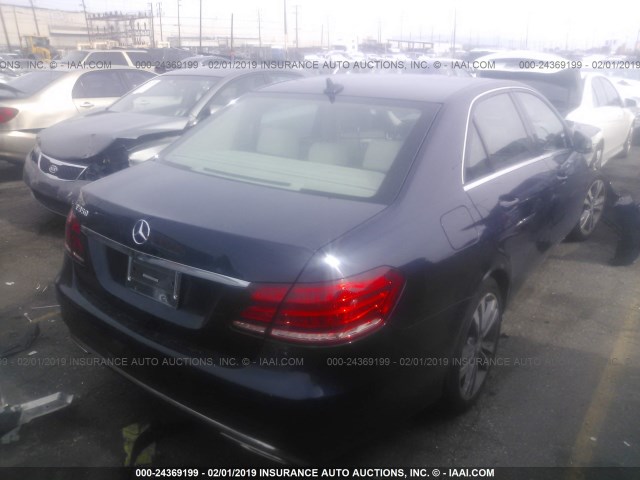 WDDHF5KB1EA903357 - 2014 MERCEDES-BENZ E 350 BLUE photo 4