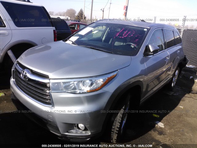 5TDDKRFH5FS125272 - 2015 TOYOTA HIGHLANDER LIMITED/LTD PLATINUM SILVER photo 2