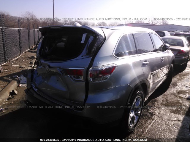 5TDDKRFH5FS125272 - 2015 TOYOTA HIGHLANDER LIMITED/LTD PLATINUM SILVER photo 4