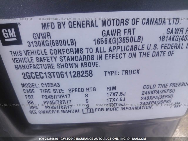 2GCEC13T061128258 - 2006 CHEVROLET SILVERADO C1500 GRAY photo 9