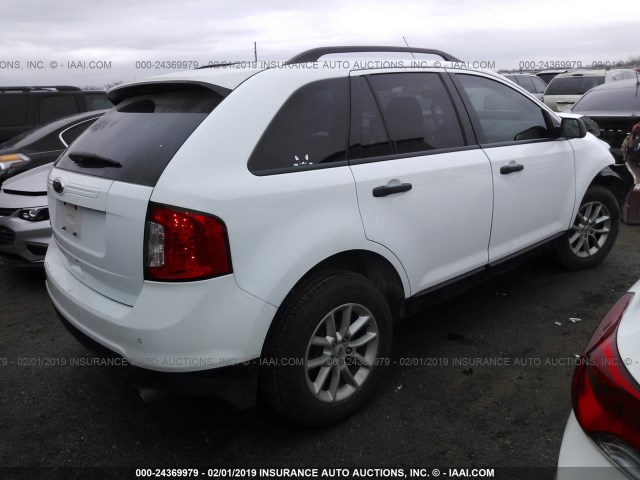 2FMDK3GC7EBA17330 - 2014 FORD EDGE SE WHITE photo 4