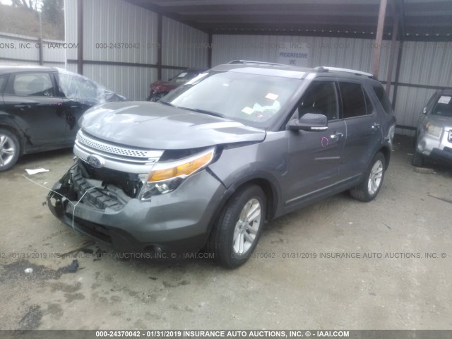 1FM5K7D83EGB95157 - 2014 FORD EXPLORER XLT GRAY photo 2