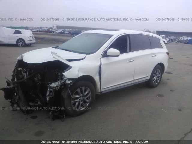 5N1AL0MN9DC330804 - 2013 INFINITI JX35 WHITE photo 2