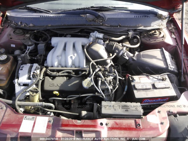 1FAFP5521YA178136 - 2000 FORD TAURUS SES RED photo 10