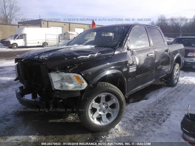 1C6RD7PT8CS327413 - 2012 DODGE RAM 1500 LONGHORN BLACK photo 2