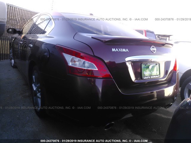 1N4AA5AP6BC805129 - 2011 NISSAN MAXIMA S/SV BURGUNDY photo 3