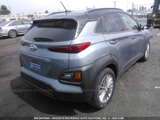 KM8K22AAXJU103082 - 2018 HYUNDAI KONA SEL Light Blue photo 4