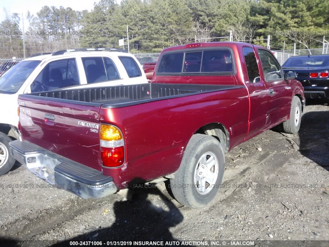 5TEVL52NO1Z787150 - 2001 TOYOTA TACOMA XTRACAB RED photo 4