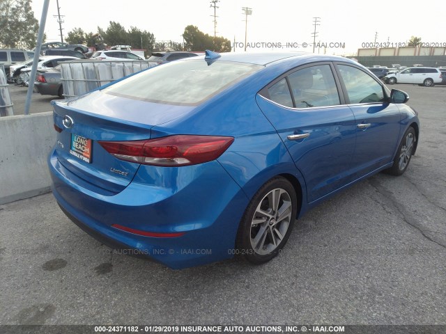 5NPD84LF8HH070541 - 2017 HYUNDAI ELANTRA SE/VALUE/LIMITED BLUE photo 4